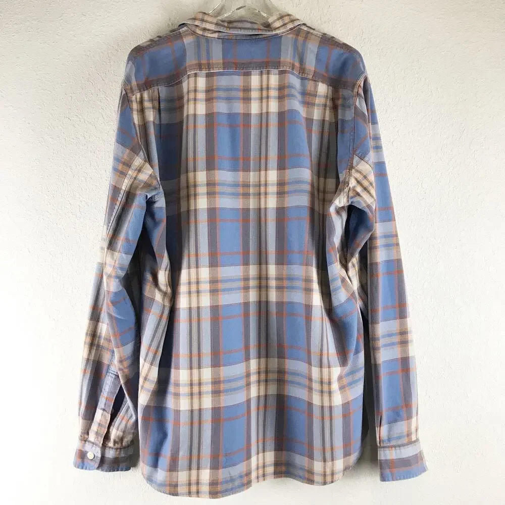 J. Crew Men's 100% Cotton Plaid Flannel Button Front Long Sleeve Size XL Tall